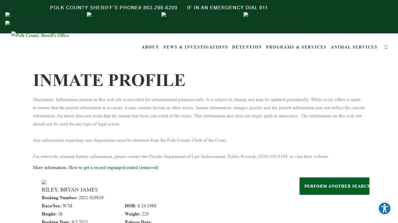 Inmate Profile | Polk County Sheriff's Office